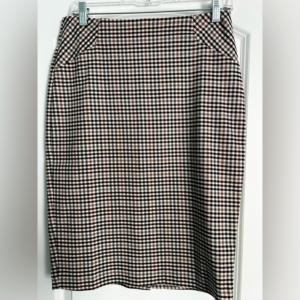 Plaid extensible pencil skirt